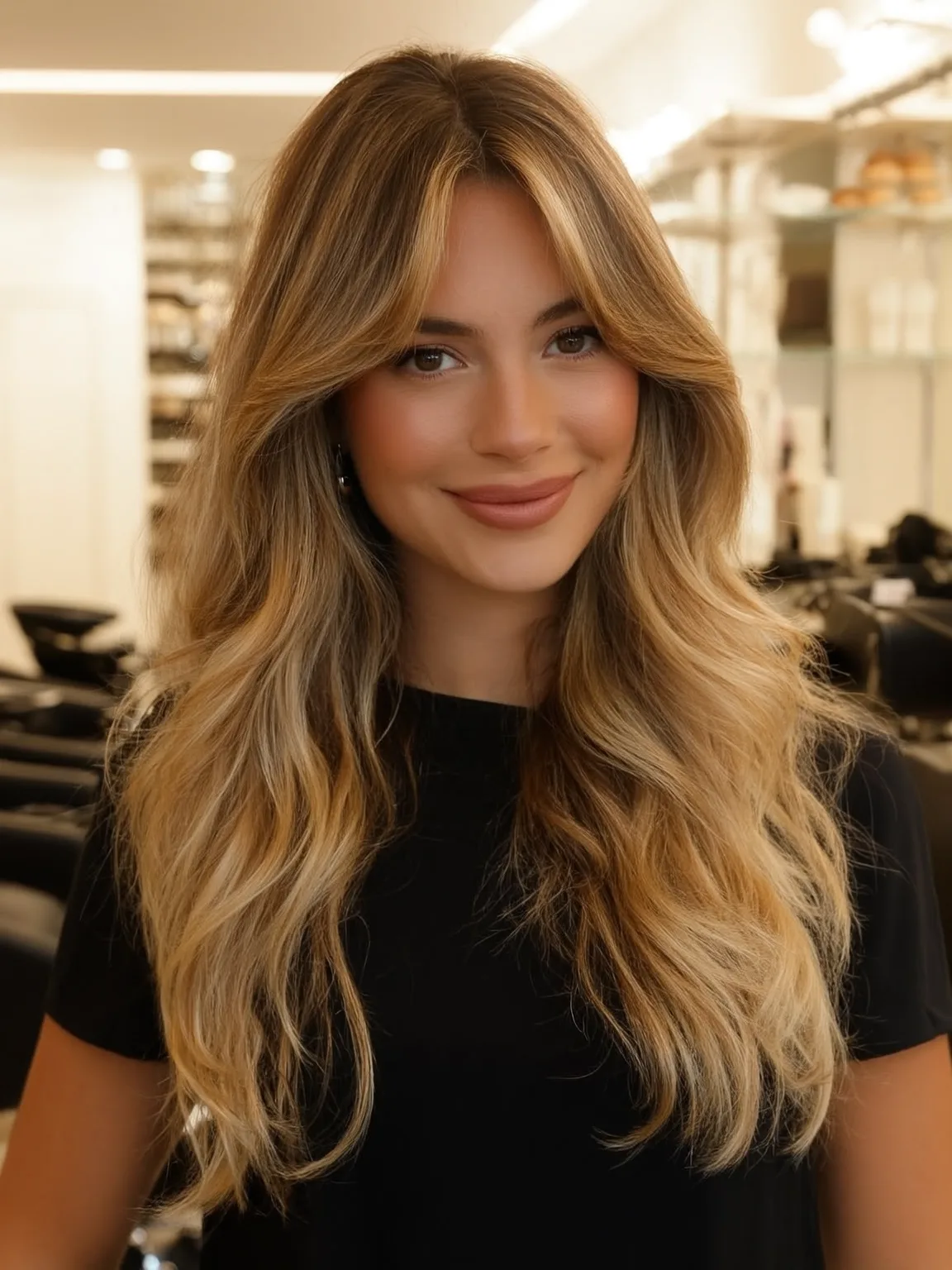 Face-Framing Honey Blonde Balayage Layers